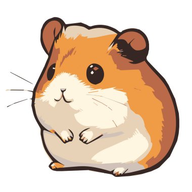 Pençeleriyle oturan sevimli çizgi film hamsterı.