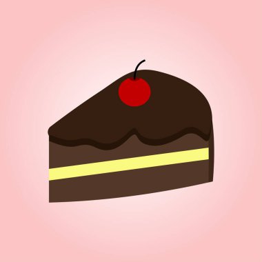 Kirazlı çikolatalı pasta dilimi.