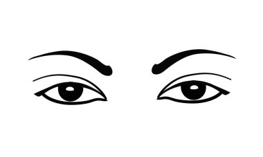 Kemerli kaşlı iki stilize göz.