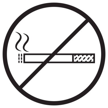 Black and white graphic depicting no smoking symbol featuring cigarette and smoke