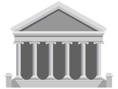 Sütunları ve üçgen çatısı olan klasik bina