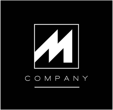 M brand name vector icon. M company name.