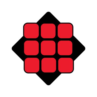 Kırmızı kareler siyah elmasta dizilmiş.