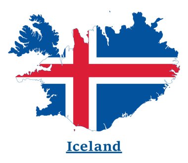 Bayrak renklerinin yer aldığı İzlanda haritası