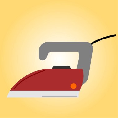 Sarı arka planda duran kırmızı ütü