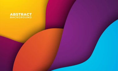 Soyut modern renkli, gradyan dinamik soyut dalgalı arkaplan ve kağıt kesim tarzı tasarım vektörü çizimi.