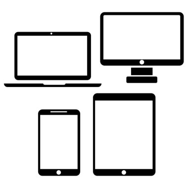 Laptop tableti akıllı telefonu da içeren çeşitli elektronik aygıtlar