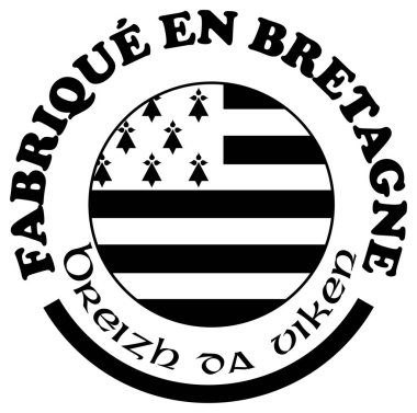 Breton bayrağı ve kaynak belirten metin içeren siyah ve beyaz logo