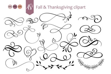 Çeşitli dekoratif betiklerin siyah ve beyaz klip sanatı gelişir ve şekillenir