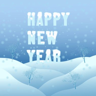 Mutlu yıllar ile Snowy Hills arka planı