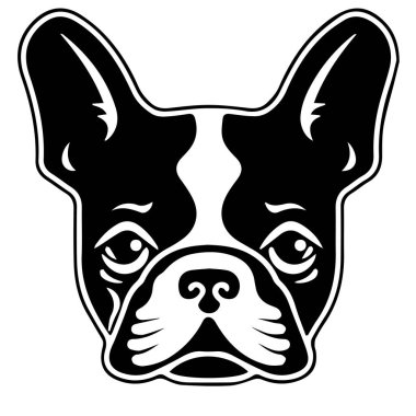 Siyah ve beyaz Fransız buldog çizimi