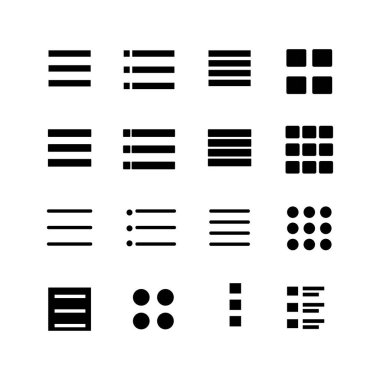 Çeşitli geometrik şekil ve kalıpların siyah ve beyaz grafik tasarımı