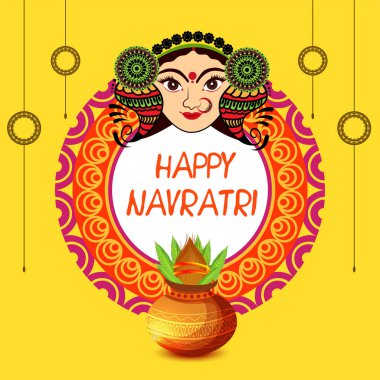 Navratri festivalini kutlayan renkli bir illüstrasyon