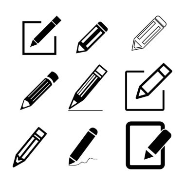 Farklı pozisyonlarda çeşitli kalem simgeleri