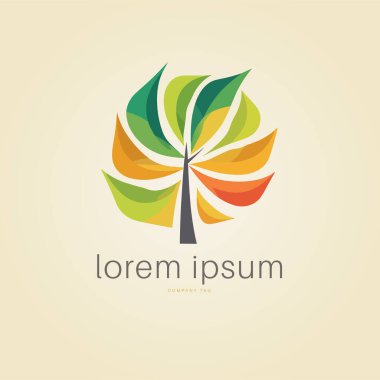Yapraklı renkli ağaç logosu tasarımı