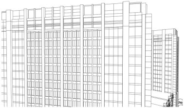 Minimalist beyaz hat bina cephesi dikdörtgen pencereler ve beyaz arka planda mimari ayrıntılar.