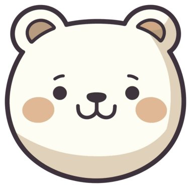 Yumuşak hatları ve nazik ifadesi olan sevimli bir ayı yüzünün çizgi film çizimi