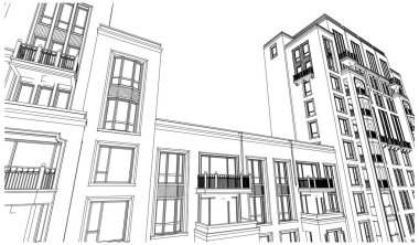 Siyah-beyaz taslak mimari taslak. inşa projesi.