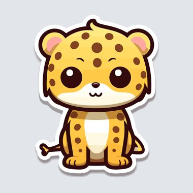 Sevimli çizgi film karakteri mutlu mesut oturuyor.