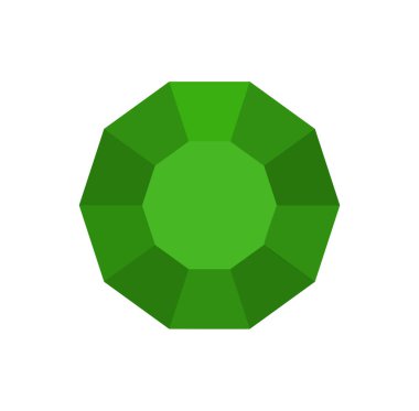 Sekizgen kesimli ve yüzey tasarımlı yeşil değerli taş.