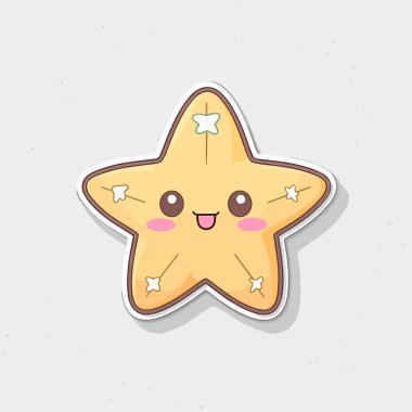 Gülen yüzlü ve pembe yanaklı çizgi film yıldızı.