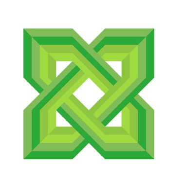 Birden fazla katman ile iç içe geçmiş yeşil geometrik desen