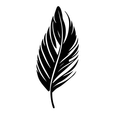 Ayrıntılı çizgilerle karışık tüy tasarımının siyah beyaz çizimi.