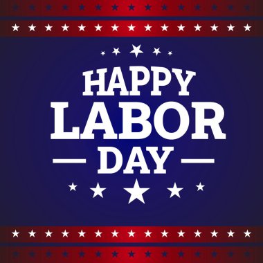 İşçi Bayramı için yıldız dekorasyonlu bir metin içeren kutlama grafik tasarımı.