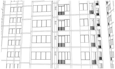 Siyah ve beyaz ev planı. önerilen bir binanın temel formları ve yapısal unsurları.