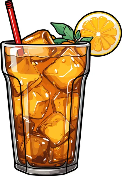 Limonla süslenmiş taze buzlu çay bardağı.