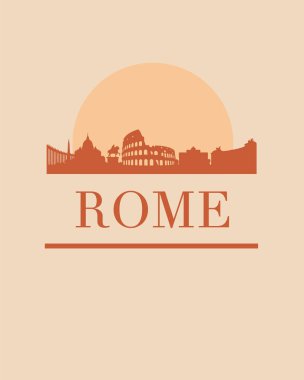 Roma 'nın silueti gün batımına karşı gökyüzünde