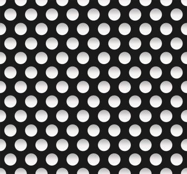 Siyah üzerine beyaz dairelerin tekrarlanan deseni