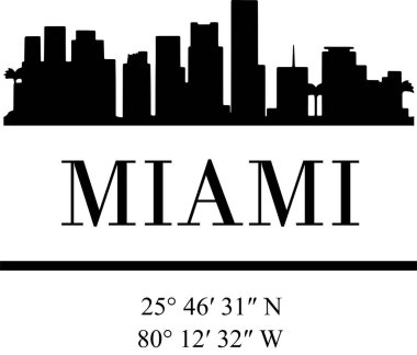 Miami silueti ufuk çizgisi ve koordinatlar