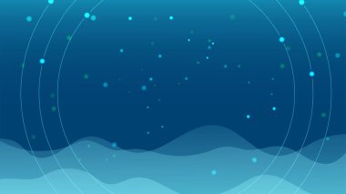 Dalga desenleri ve dağınık noktalardan oluşan soyut mavi dijital arkaplan