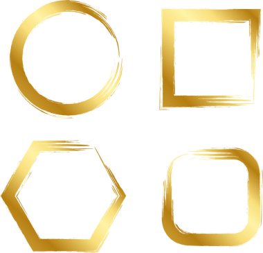 Fırça darbesi kenarlı altın geometrik şekiller