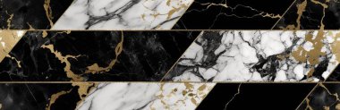 Siyah beyaz mermer desenli altın