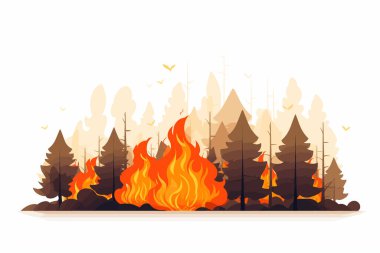 Ağaçları alevler ve dumanla yutan orman yangınının tasviri