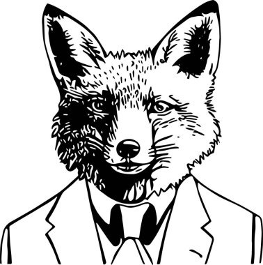 İnsan vücuduna sahip tilki resmi bir takım elbise ve kravat giyiyor.