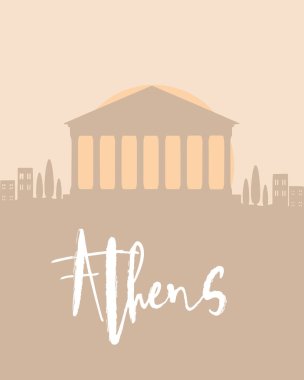 Günbatımına karşı antik binanın silueti