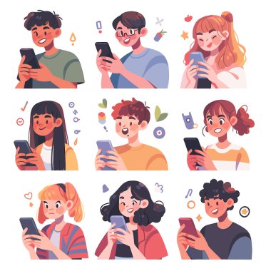 Çeşitli insan grupları akıllı telefonları birlikte kullanıyor.