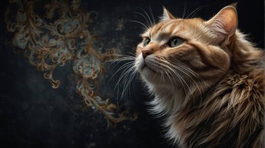 Yumuşak turuncu kedi yana bakıyor