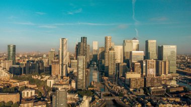 Canary Wharf Sunrise South Dock Drone Shot