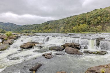 Rushing Nehri Şelalelerinin Dinamik Görünümü