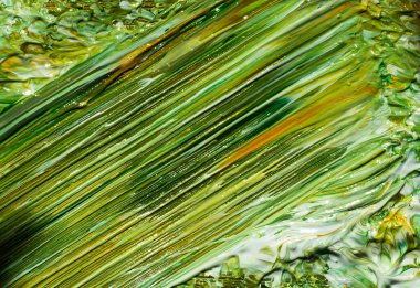 Vibrant green and yellow abstract lines creating textured patterns