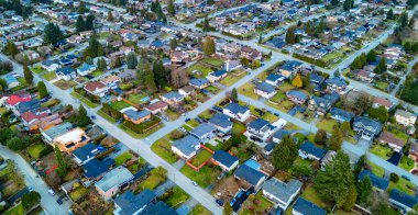 Varoş Mahallesi 'nde ikamet eden evler. Burnaby, Vancouver, BC, Kanada.