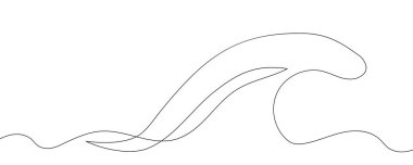 Dalga okyanusu sanat suyu ana hatları simge logosu çizimi kesintisiz çizgi. Okyanus fırtınası dalgası grafik sörf deniz soyut modern karalama sembolü süsleme doğa tasarımı. Vektör İllüstrasyonu