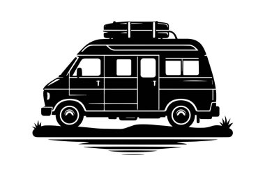 Camper Van vehicle silhouette, isolated illustration