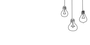 Bir çizgi lamba sanatı. Sürekli tek satır fikri, yaratıcı, enerji konsepti ampulü. Beyin fırtınası, iş çözümleri tasarım konsepti. Vektör illüstrasyonu.