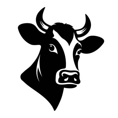 İnek kafası siluet logosu sanatı. Düz vektör illüstrasyonu