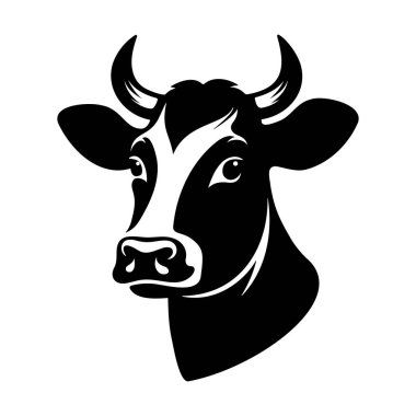 İnek kafası siluet logosu sanatı. Düz vektör illüstrasyonu